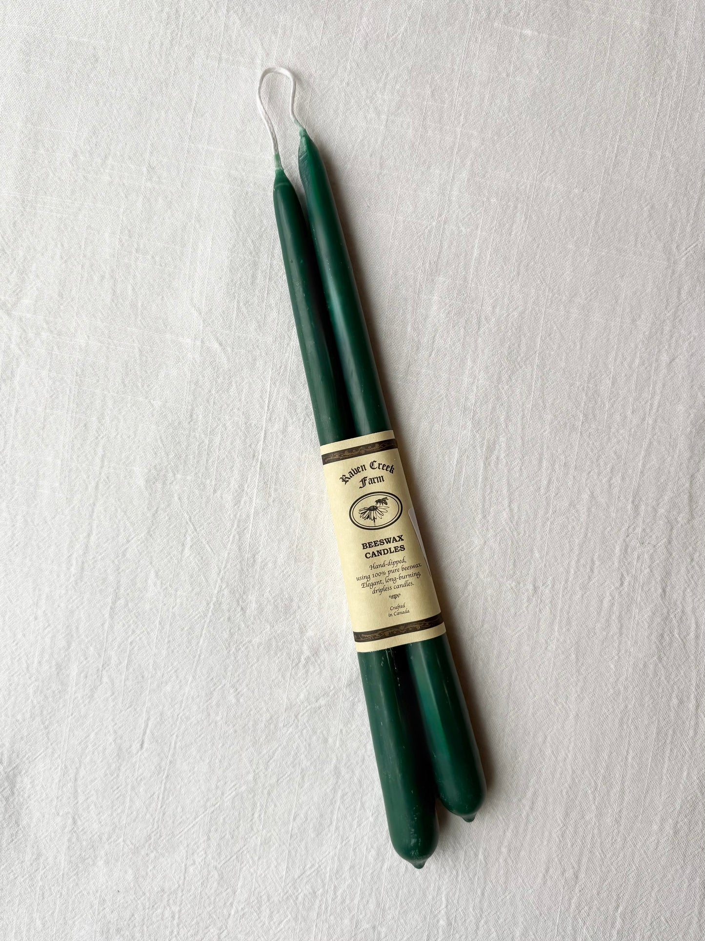 Raven Creek Farm Beeswax Tapers (Dark Green)