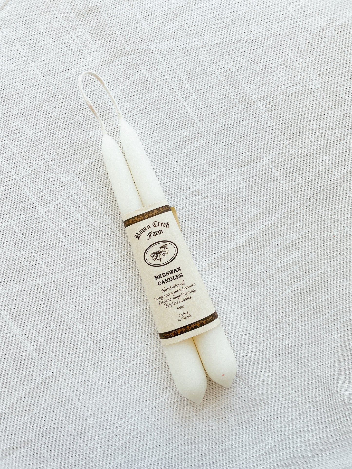 Raven Creek Farm Beeswax Tapers (White)