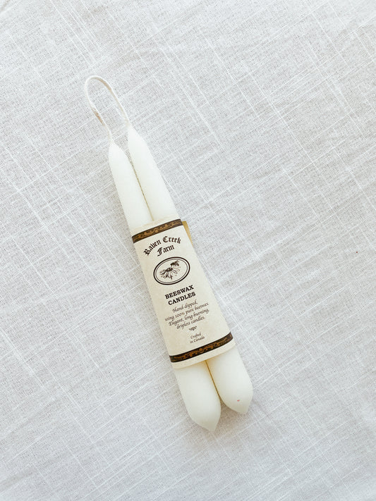 Raven Creek Farm Beeswax Tapers (White)