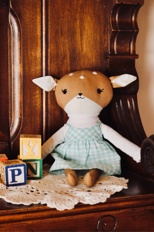 Delia the Deer - Gingham Pinafore