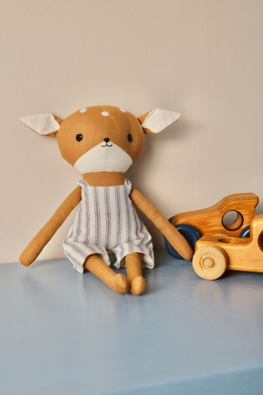 Darby the Deer - Striped Shortalls