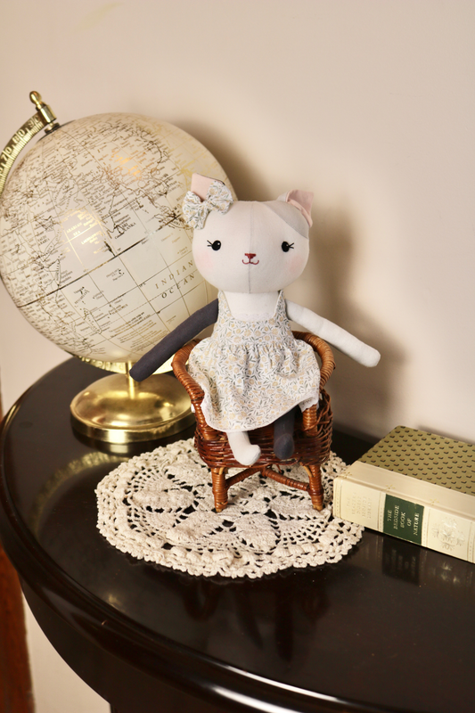 Felicity the Kitten - Gray Floral Print Dress