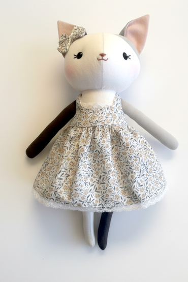 Felicity the Kitten - Gray Floral Print Dress