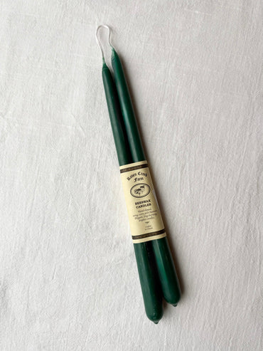 Raven Creek Farm Beeswax Tapers (Dark Green)
