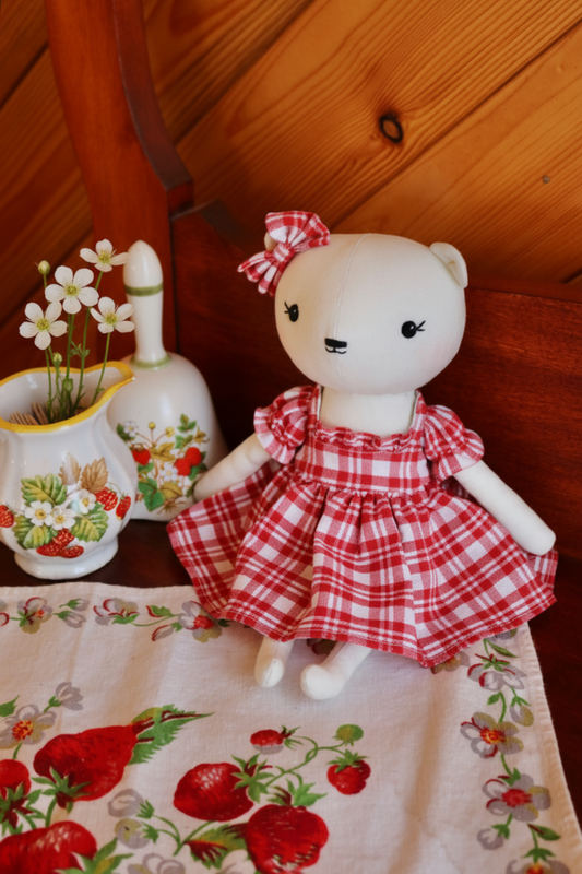 Patricia the Polar Bear - Red Plaid Dress