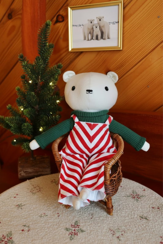 Patrick the Polar Bear - Striped Overall