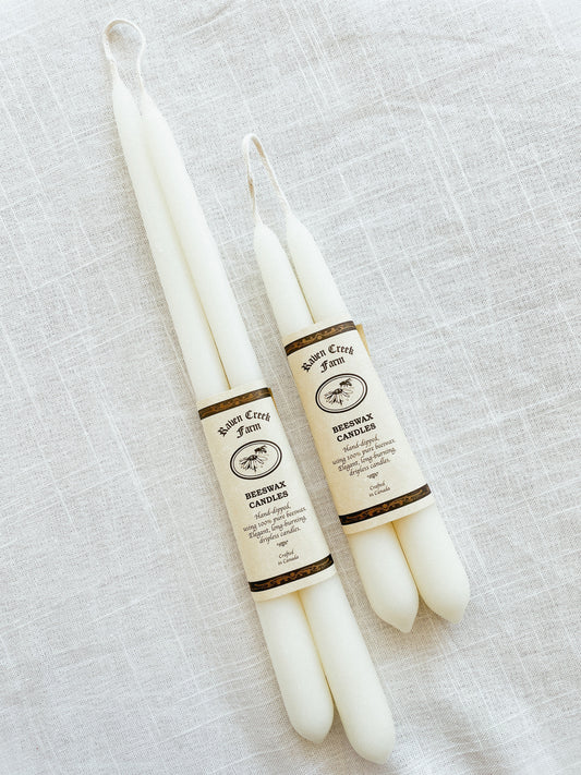 Raven Creek Farm Beeswax Tapers (White)